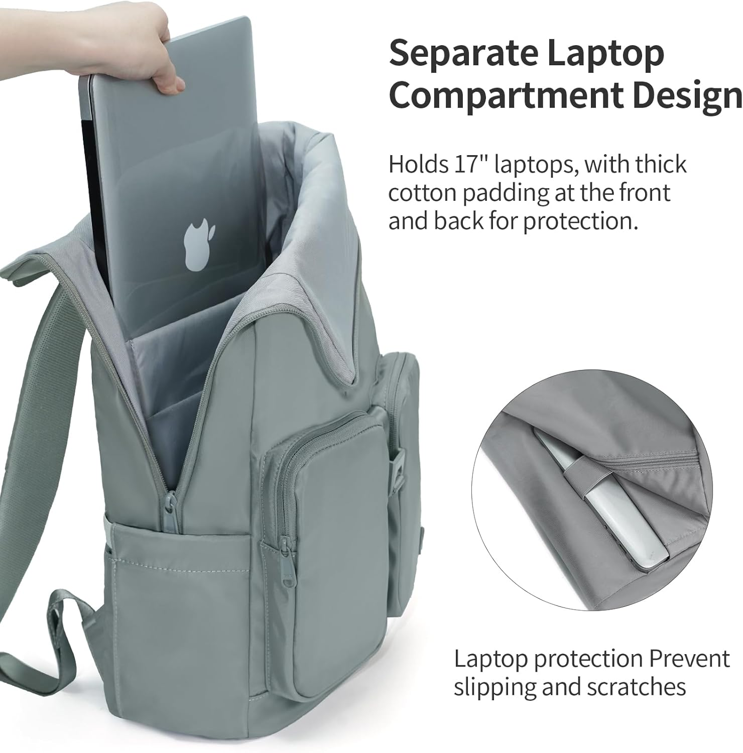 AJI Travel Backpack Laptop Backpack: Large Laptop Bag Fit 17 Inch - Carry on Backpack for Airplanes - Side Access & Wide Opening Expandable Waterproof Outdoor Work Backpack Schoolbag for Women Man image number 2