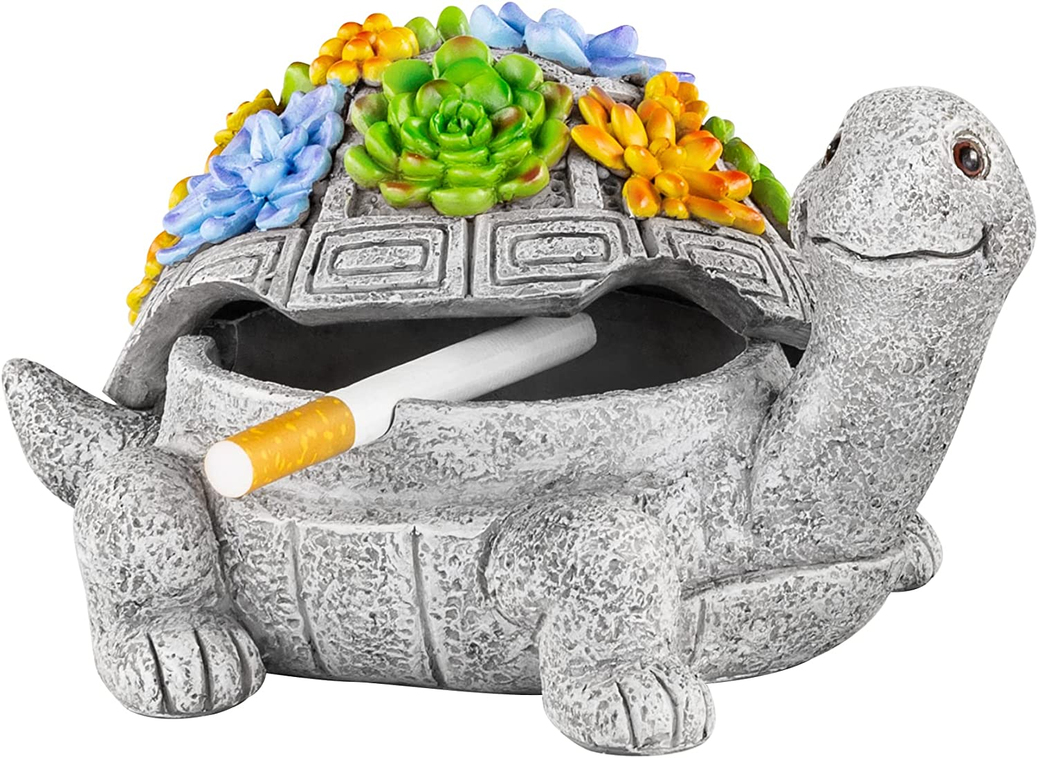 LESES Ashtray, Outdoor Ashtray with Lid Smokeless Waterproof Ash Tray with Cute Turtle Decor, Resin Ashtray for Cigarettes Home Office, Porch Patio Decorations Outdoor Indoor Ashtray image number 4