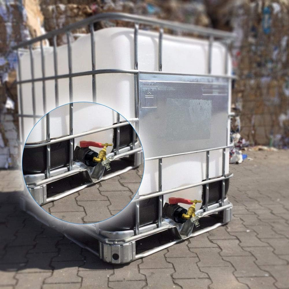 Brass IBC Tank Adapter Outlet Tap Valve 1/2 Inch Fittings Connector for S60X6 IBC Water Storage Tank Garden Hose, Leakproof Replacement Fitting Parts