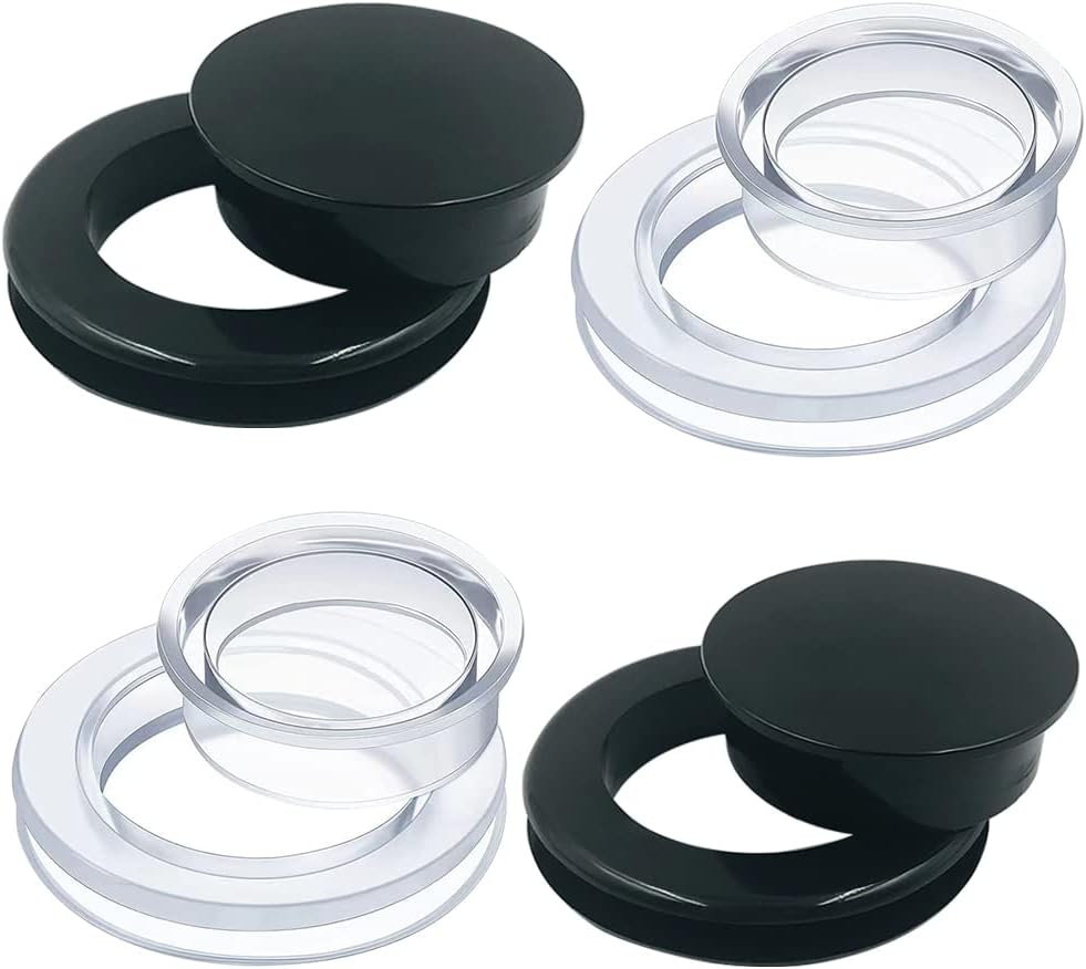 Sourceton 4 Sets Umbrella Hole Ring & Cap Set - 2 Transparent + 2 Black | Fits 2" Holes | Protector for Outdoor Patio Table, Glass Table, Beach Umbrella image number 1
