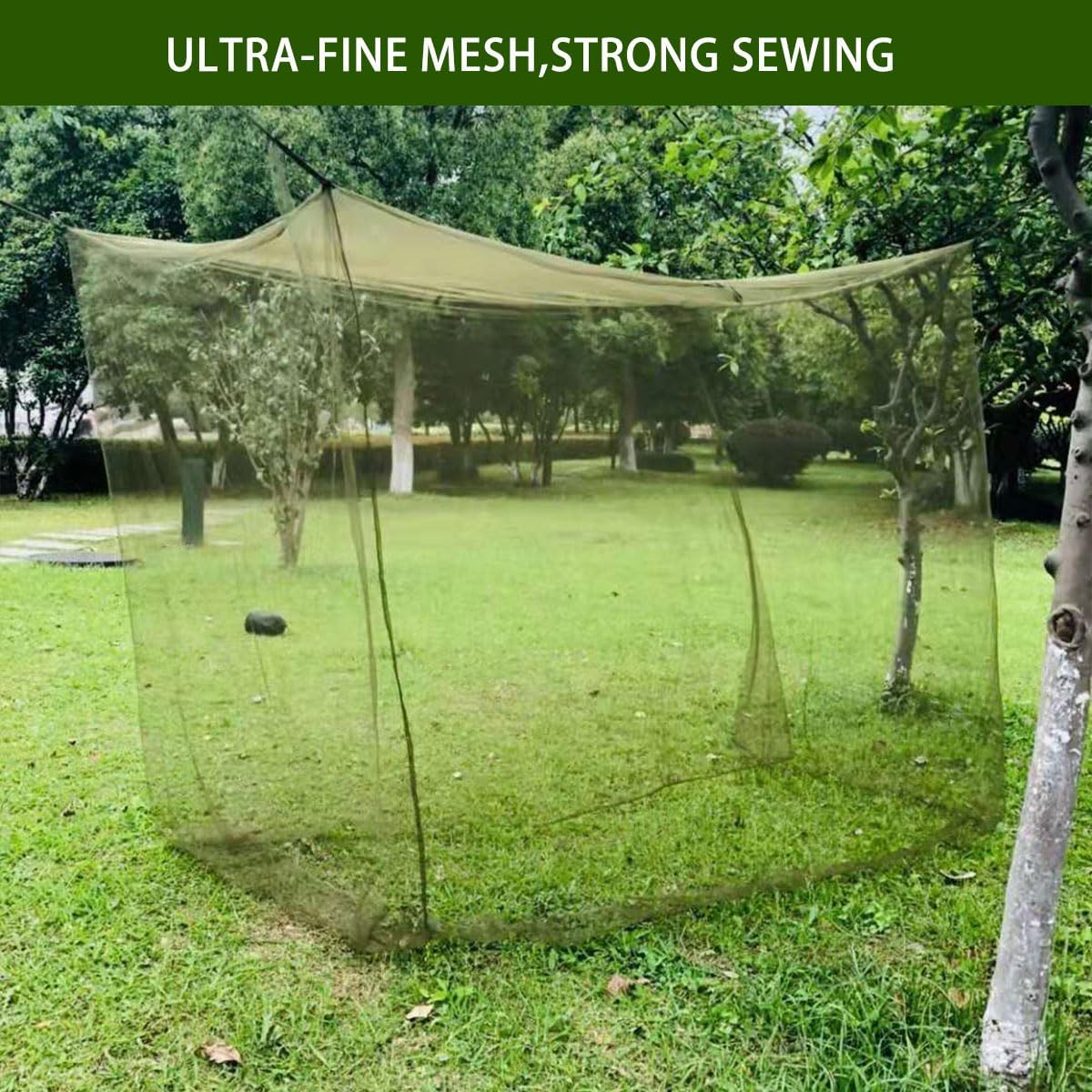 AIMALL Outdoor Single Folding Bed Mosquito Net, Army Green, Light & Breathable, Ultra - Fine Mesh, 2 Sizes image number 5