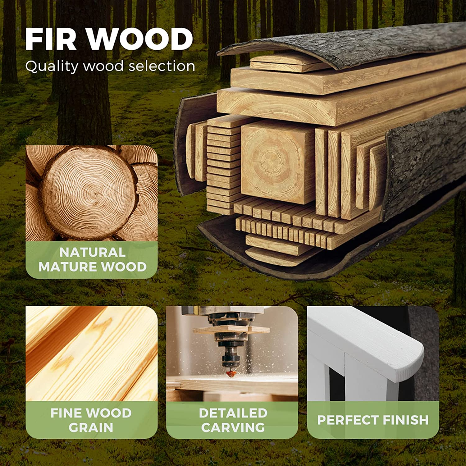 Livsip Outdoor Chair Wooden Garden Bench 2 Seat Table Loveseat Patio Furniture White - White image number 4