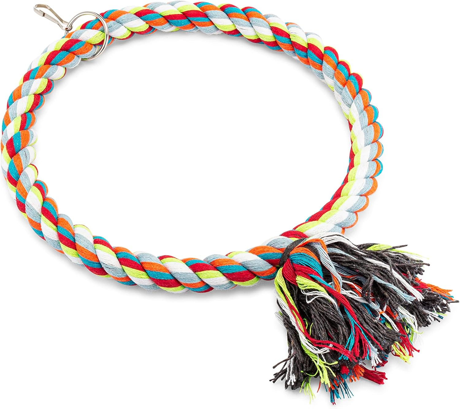 Large Circle Cotton Bird Rope Swing Perch - Made with All Natural Materials - Safe to Climb and Chew - Great for African Grey Parrots, Cockatiels, Parakeets, and Cockatoos