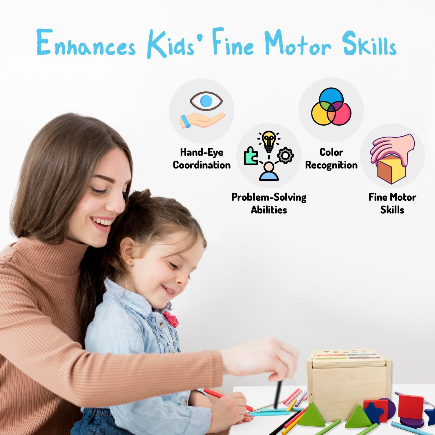 Montessori Wooden Sorting Box Toy - Color Sorting & Matching Sensory Learning Toy for Toddlers & Babies | Educational Fine Motor Skills Development | Safe & Durable Wood image number 5