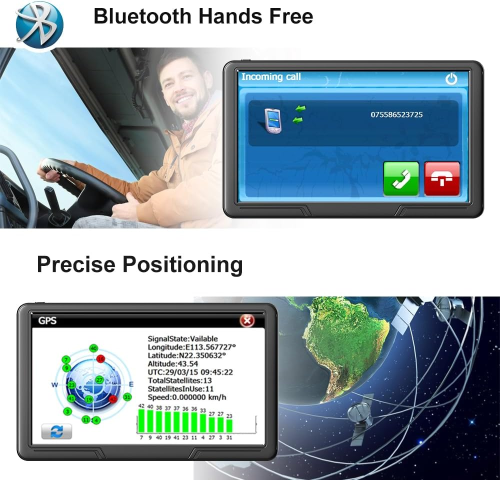 9 Inch Bluetooth GPS Navigation for Cars Australia, Stand on Car Dashboard Sat Nav for Trucks Lorry Maps Updates POI Postcode Search image number 3