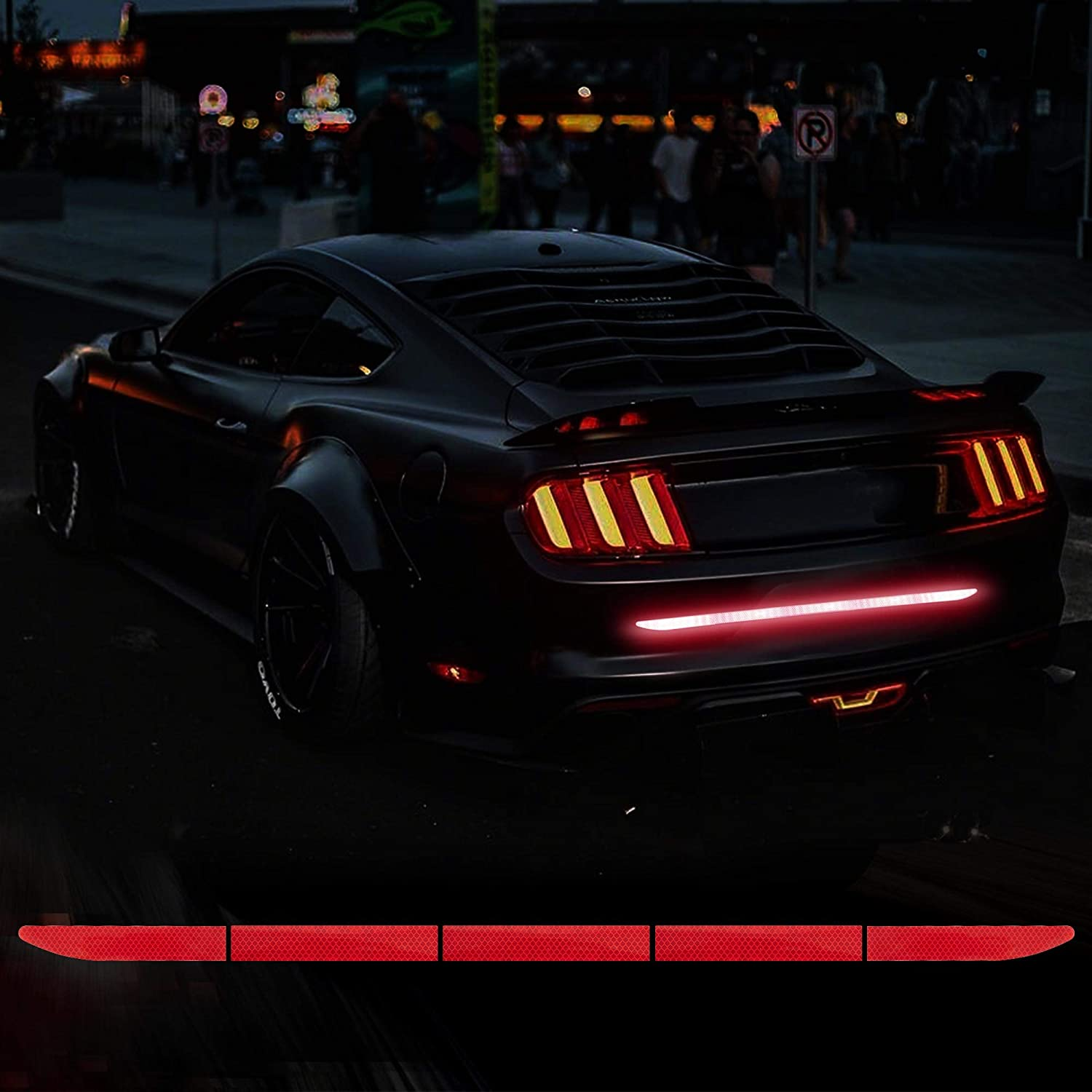 TOMALL 35.2'' Strong Reflective Stripe Stickers High-Intensity Night Visibility Reflective Decal Universal Safety Warning Diamond Grade Waterproof Self Adhesive for Car Trunk (Red)