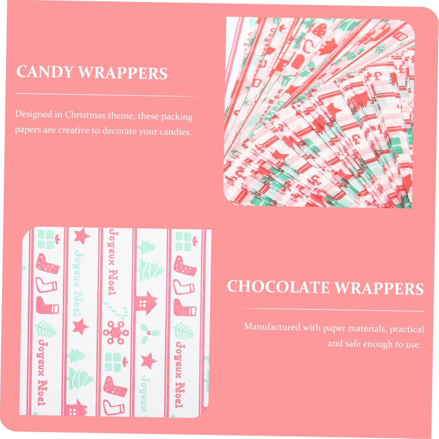 Christmas Nougat Candy Wrappers Sheets of Sweet Wrapping Paper for Christmas Treats image number 2