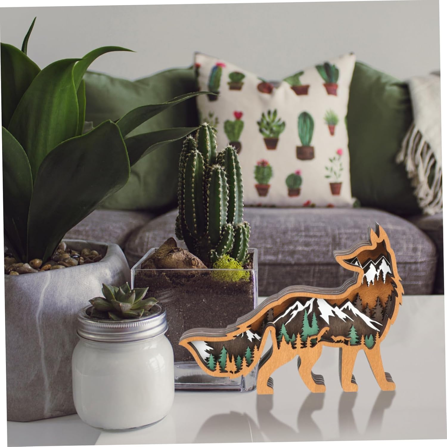 Wood Animal Christmas Wood Craft Desktop Ornament Christmas Party Decoration Home Decor Front Door Scenario image number 4