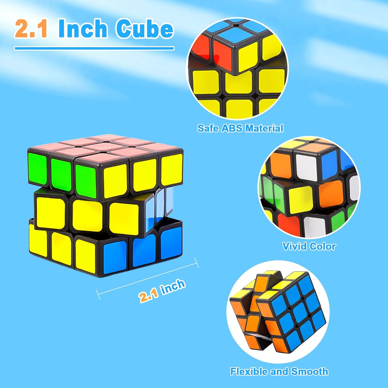 12 PCS Speed Cubes Bulk, 2.1In 3&times;3&times;3 Smooth Flexible Magic Cube 3D Puzzles Cube with Vivid Color, Stress Relief Toy, Party Favors Birthday Party Gifts Stocking Stuffers for Kids Teens Adults image number 3