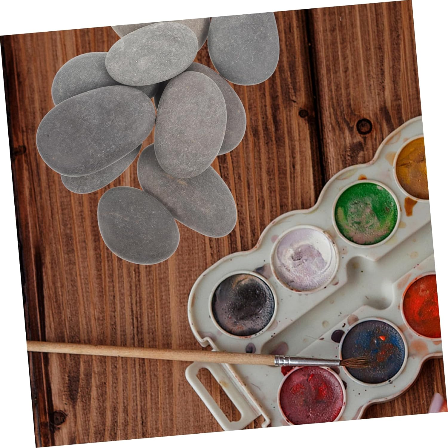10Pcs DIY Painting Stones for Kids - Creative Flat Rocks for Crafting Safe and Smooth Pebbles for Indoor and Outdoor Decor image number 1