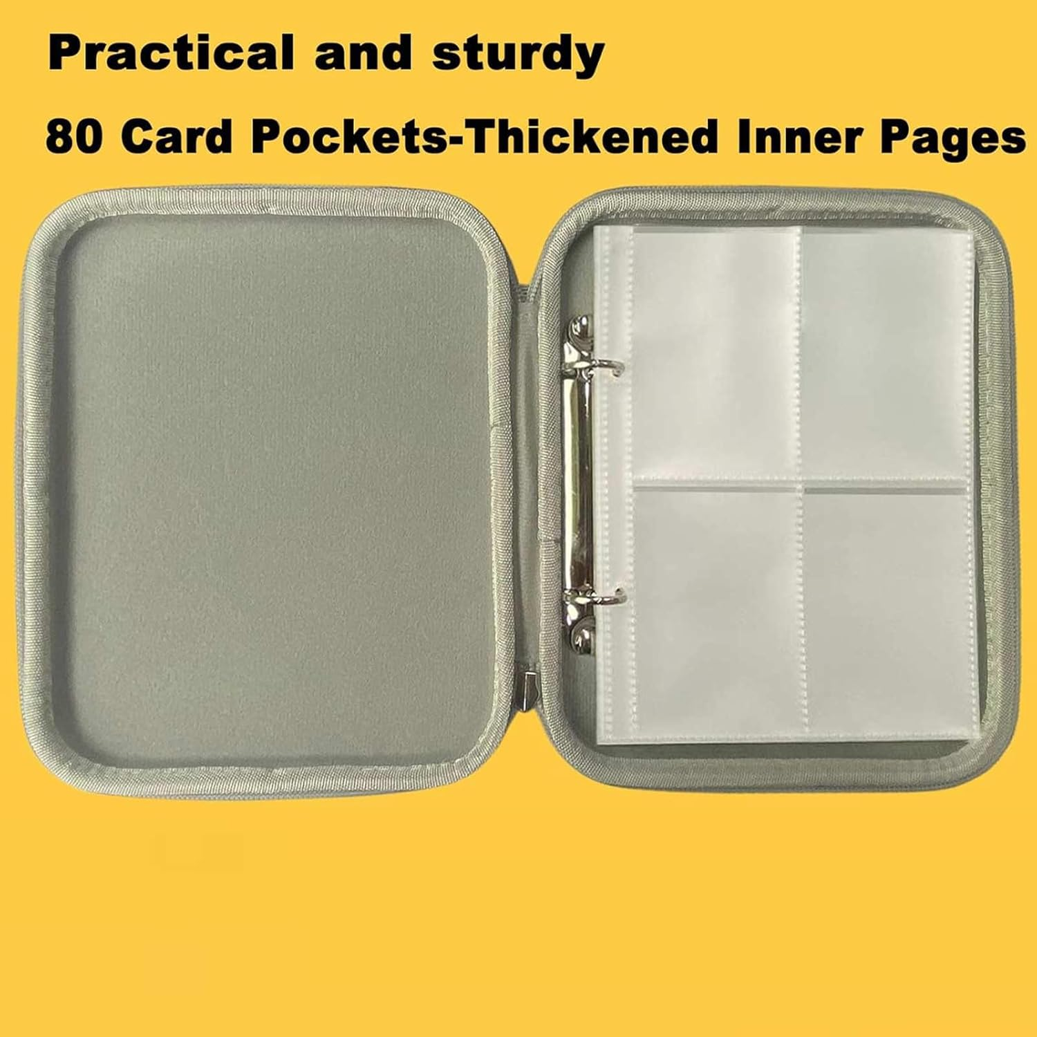 Card Case Holder 80 Pockets Card Box with Zipper Folder for 2.3 * 3.4 Inch Mini Audiobook Cards, Green, Card Protection image number 4