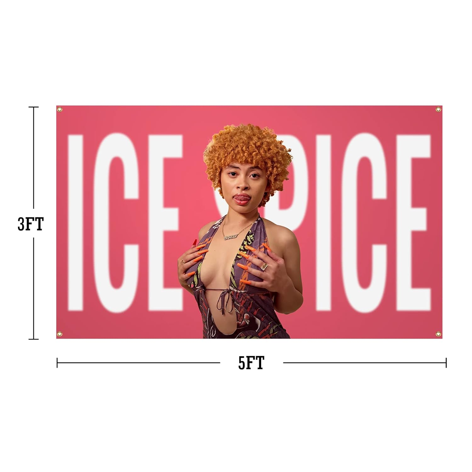 Ice Spice Flag Tapestry Funny Tapestries for College Dorm Decor Bedroom Livingroom Dormitory Wall Hanging with 4 Bass Gromments 3X5 Feet (Colour2) image number 1