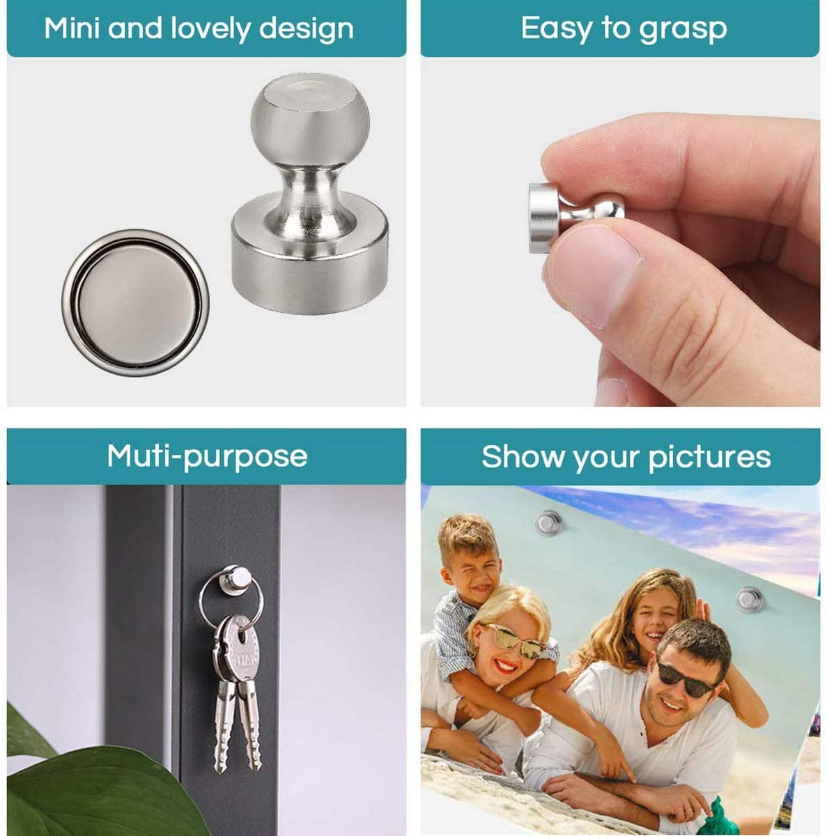 12PCS Mini Fridge Magnets Neodymium Magnet, Pushpin N52 Magnets for Noticeboard Fridge Pinboard Magnetic Board - 12 X 16Mm image number 5