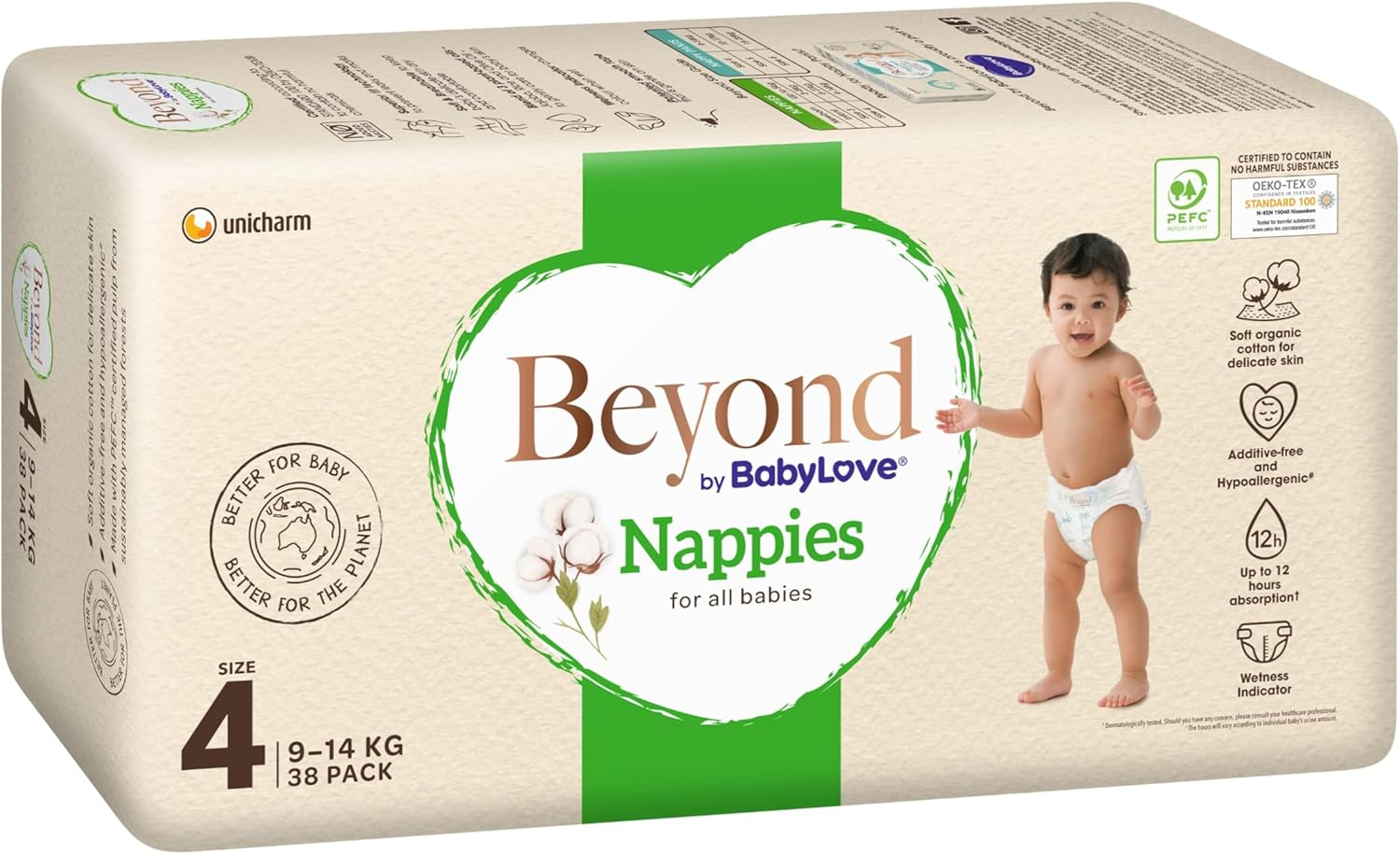 Beyond by Babylove Nappies, Size 4 (9-14Kg) | 1 Month Supply 114 Pieces (3 X 38 Pack) image number 5