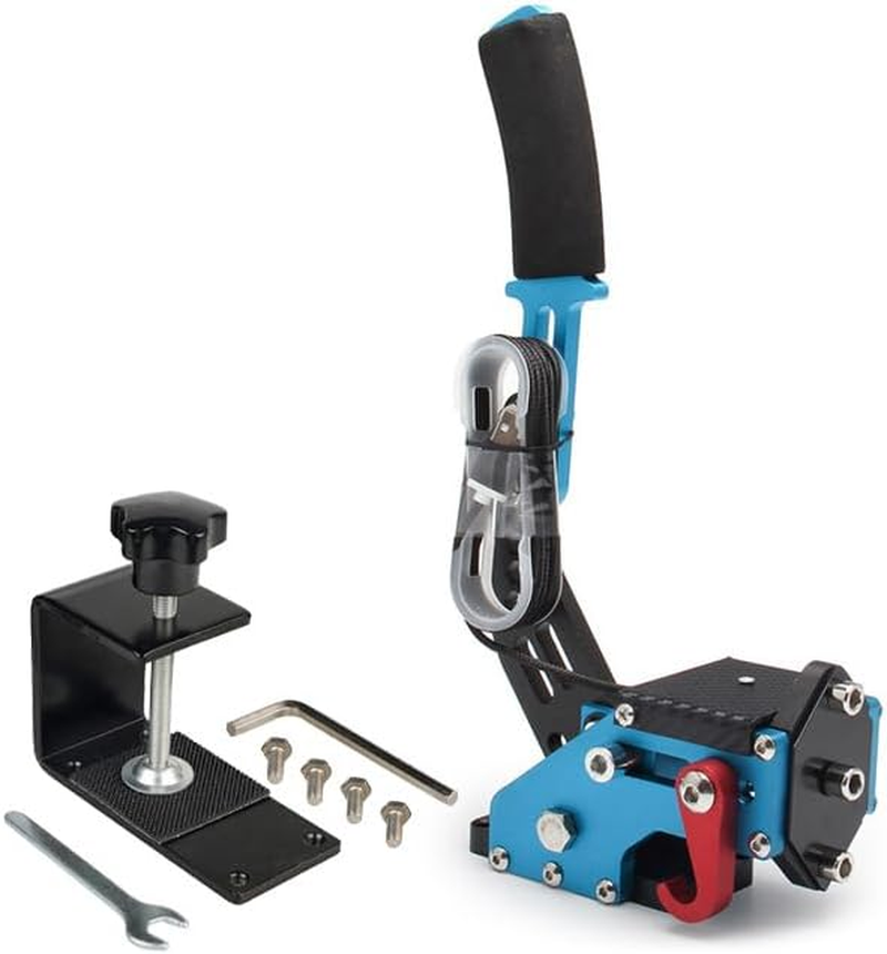 64 Bit USB Handbrake with Clamp for PC Windows Sim Racing Games G25 G27 G29 T500 FANATECOSW Dirt Rally with Handle Grip Blue image number 1