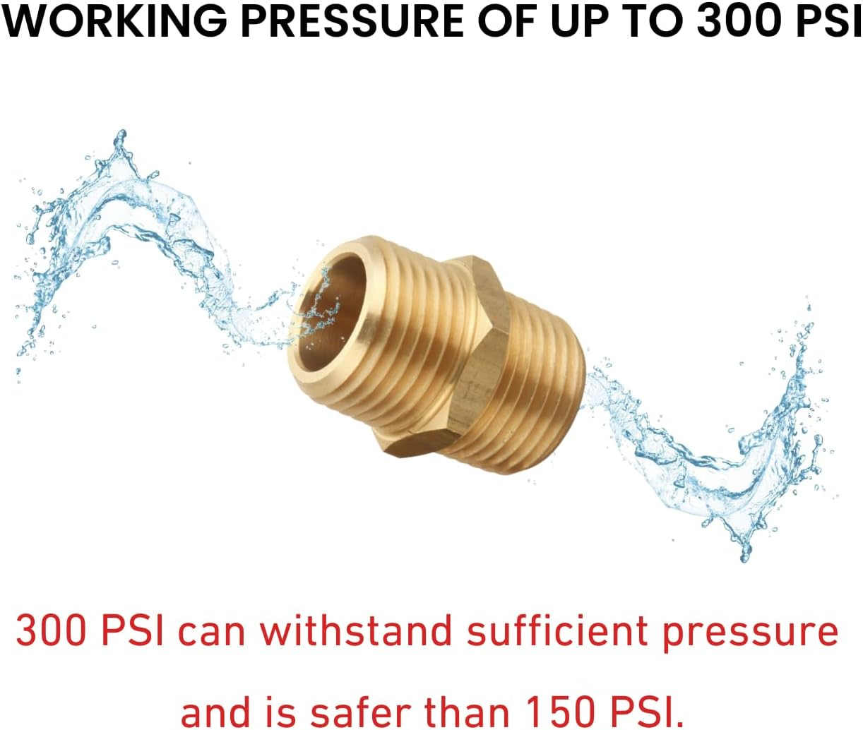 1/2" X 1/2" NPT Brass Hex Nipple Male Pipe Adapter (2 Piece) image number 4