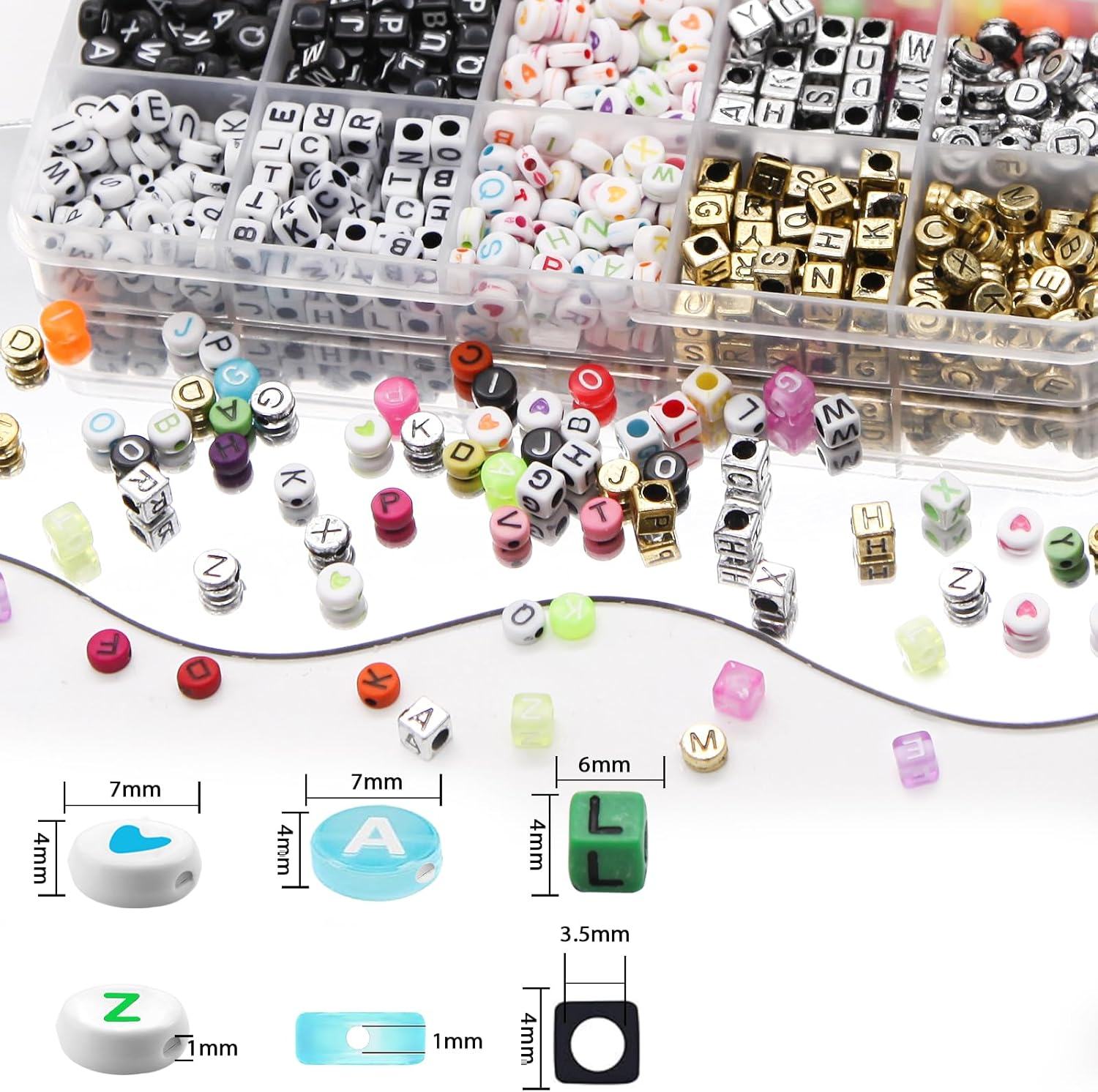 15 Mixed Styles Acrylic Alphabet A-Z Cube round Letter Beads for DIY Jewelry Making, Children'S Alphabet Games, Friendship Bracelet Making image number 4