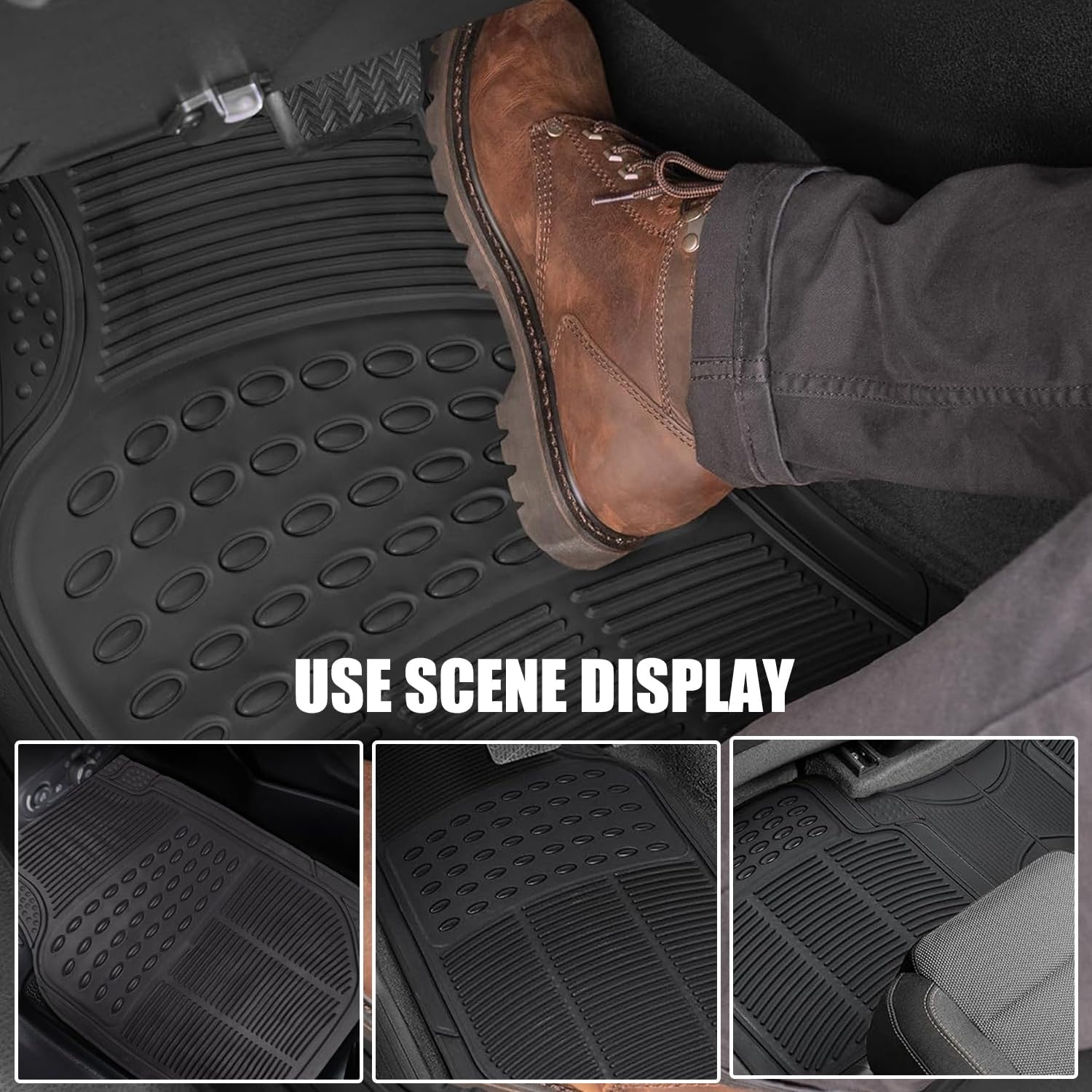 Car Floor Mats, 3-Piece All-Weather Protection Heavy Duty Rubber Floor Mats for Cars, Suvs, and Trucks, Universal Floor Liner Car Accessories, All Weather Protection Universal Fit image number 3