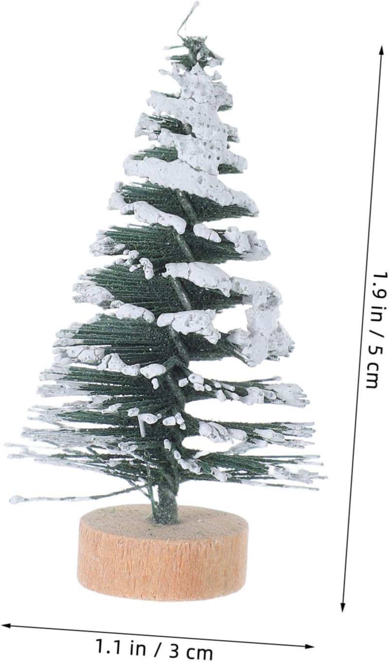Mini Snow Covered Christmas Tree Ornaments 5Cm Flocked Pine Desktop Xmas Party Decoration 10-Pcs Set for Home and Office Table Display image number 1