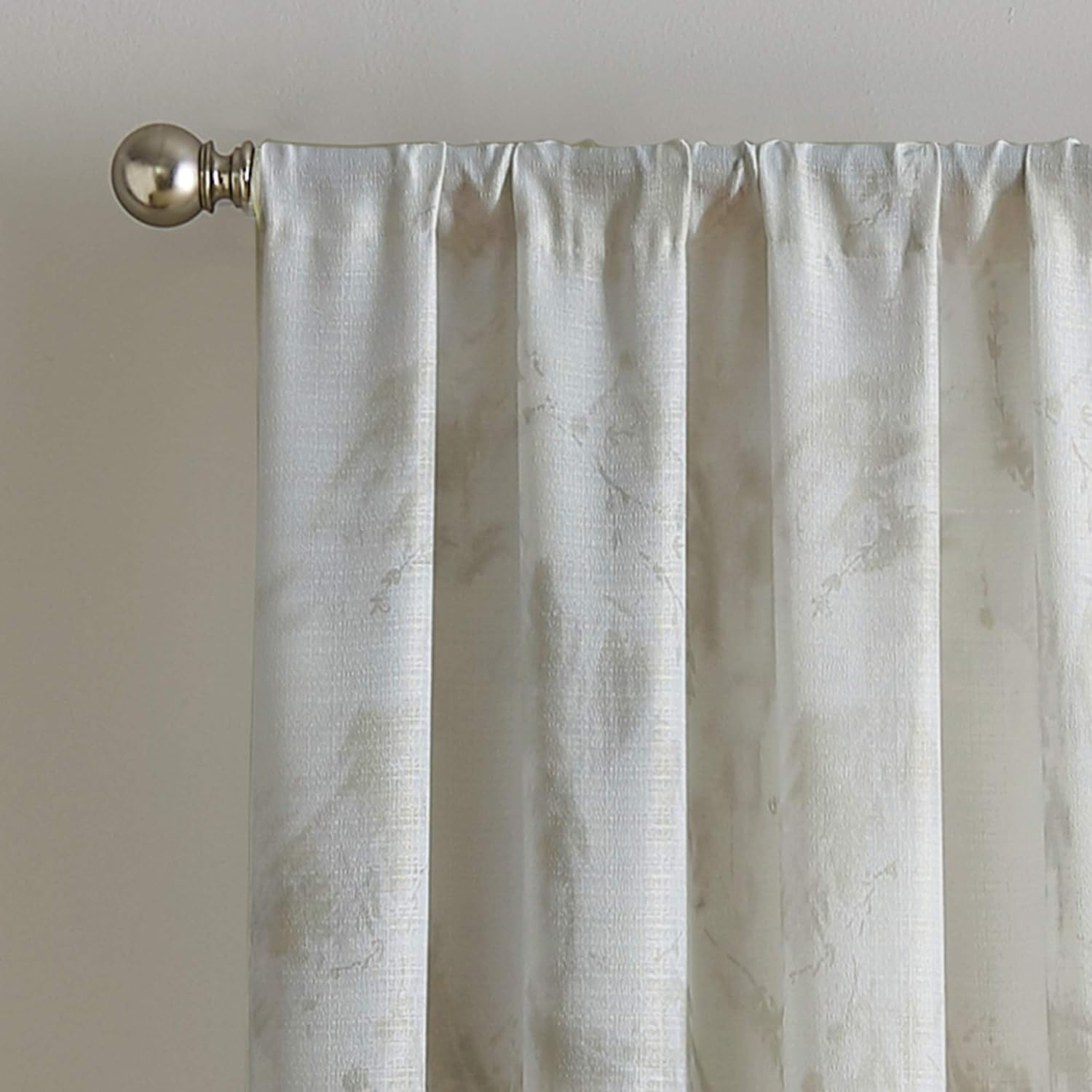 CHF Watercolor Floral Print Flip over Rod Pocket Single Curtain Panel, 95 In, Gold image number 2