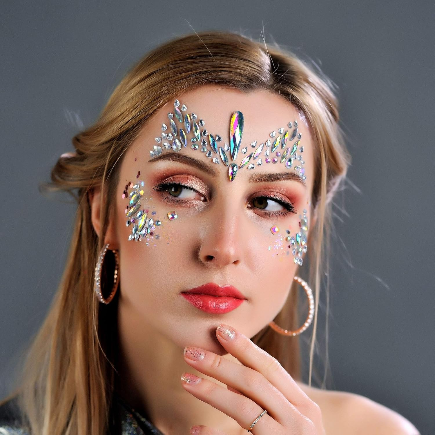 6Sets Festival Face Jewels Stickers Body Jewels Stickers Glitter Rave Face Gems Rhinestones &ndash; Eye Body Gems | Rhinestone Stickers | Body Glitter Festival Rave & Party Accessories Colorful image number 2