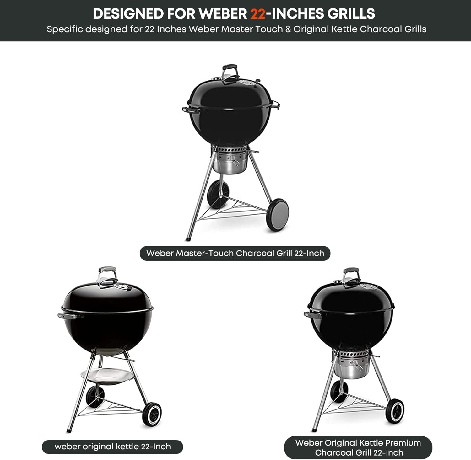 Onlyfire BBQ Side Table, Grill Table Shelf for 57Cm Weber Master-Touch & Kettle Charcoal Grill, Weber Kettle Grill Accessories image number 5