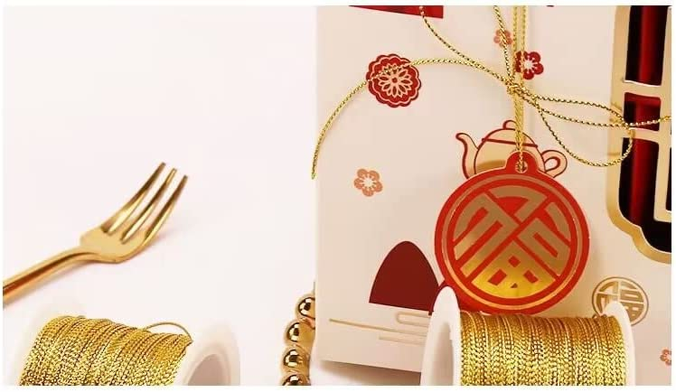 Gold String Metallic Cord 1Mm Tinsel String Thread for Craft Jewelry Making Gift Wrapping Hanging Ornament 100 Meters (Gold) image number 5