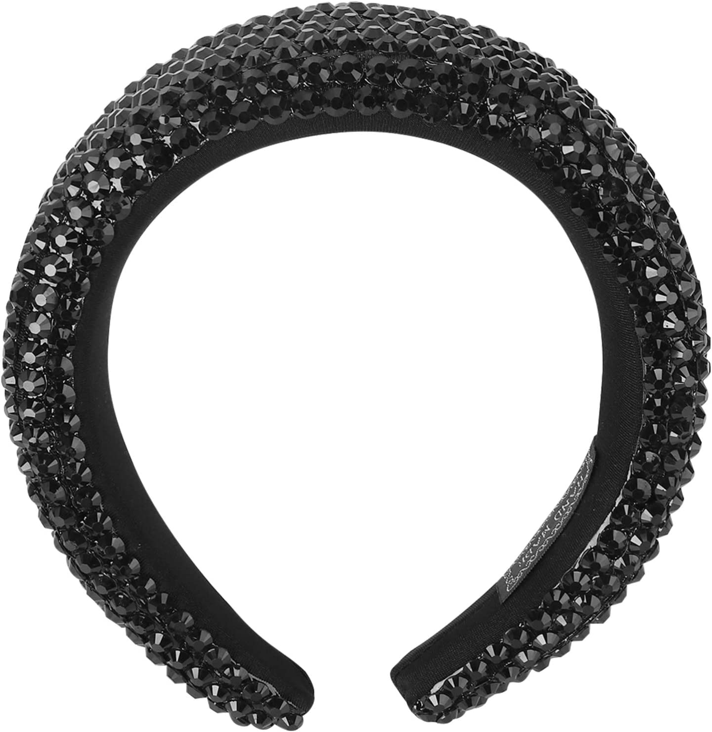 FRCOLOR Hair Makeup Headbands Silver Rhinestone Headbands for Women Girls Shiny Headdress Fashion Hairband Wide Beaded Band Accessories Black Wedding Decor