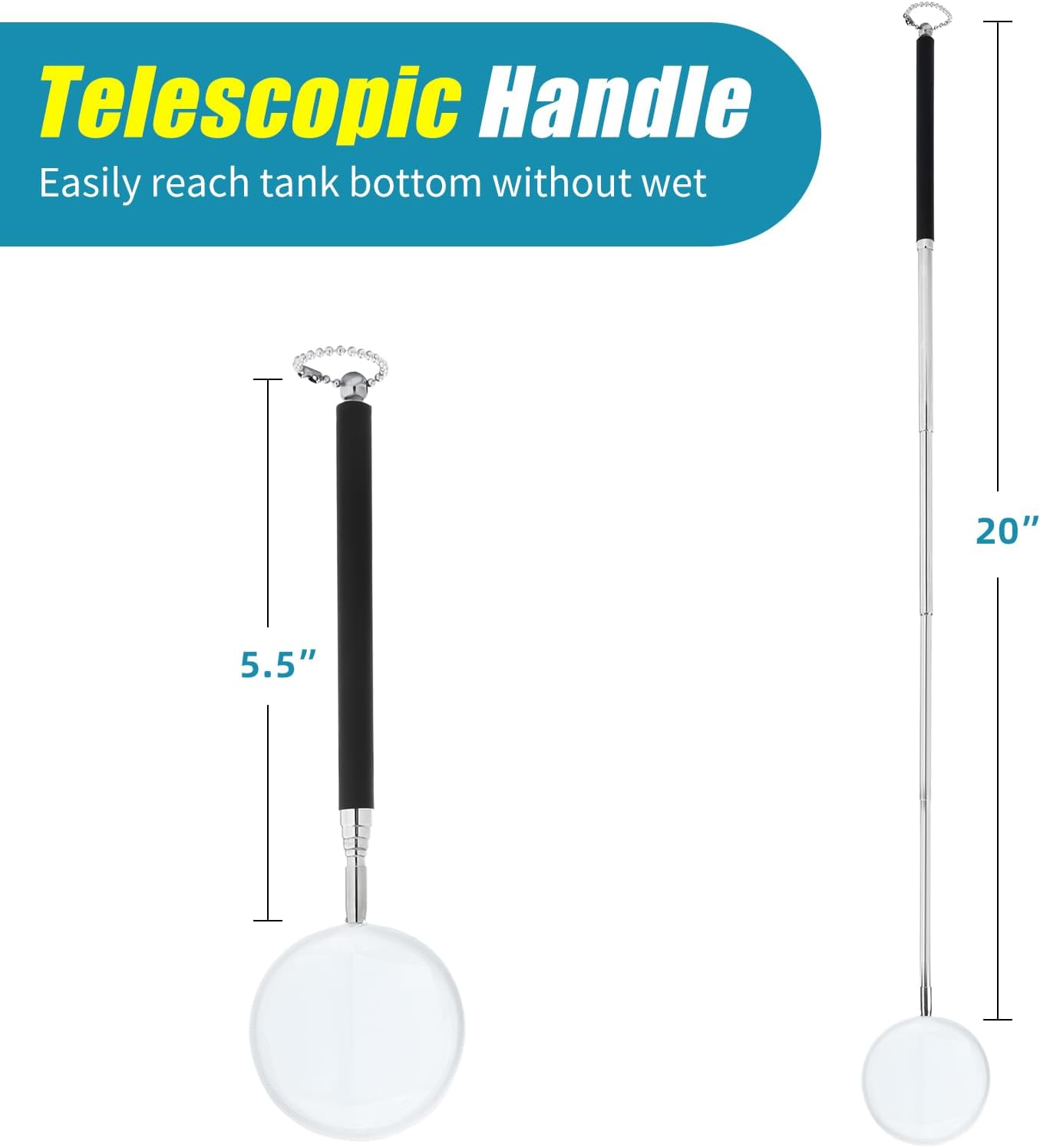 AQUANEAT Shrimp Net, Fish Net Aquarium, Fish Tank Net with Extendable Stainless Steel Handle image number 2