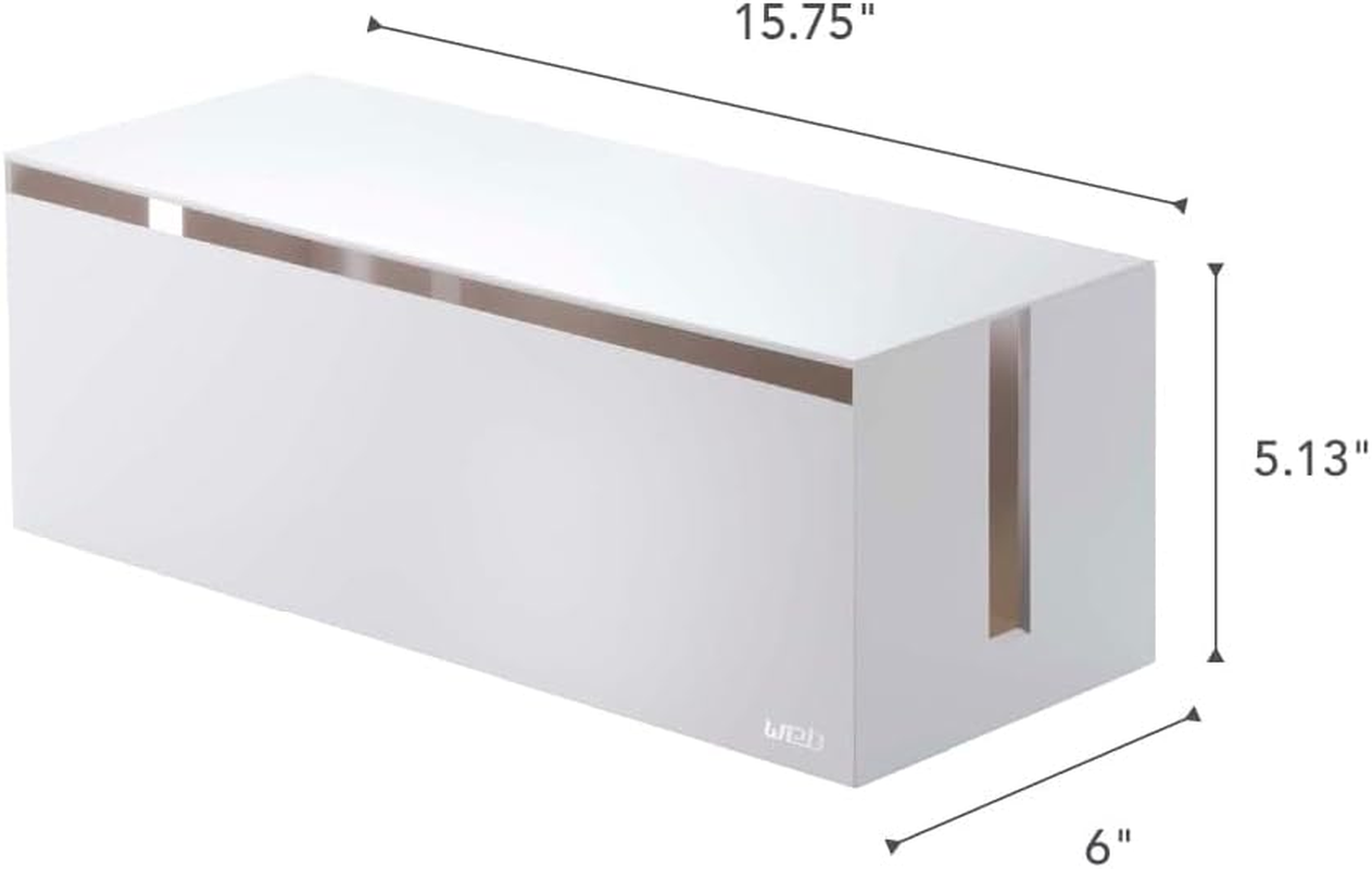 YAMAZAKI Home 2707 Cable Box-Outlet Cord Storage Organizer, Cover Protector, One Size, White