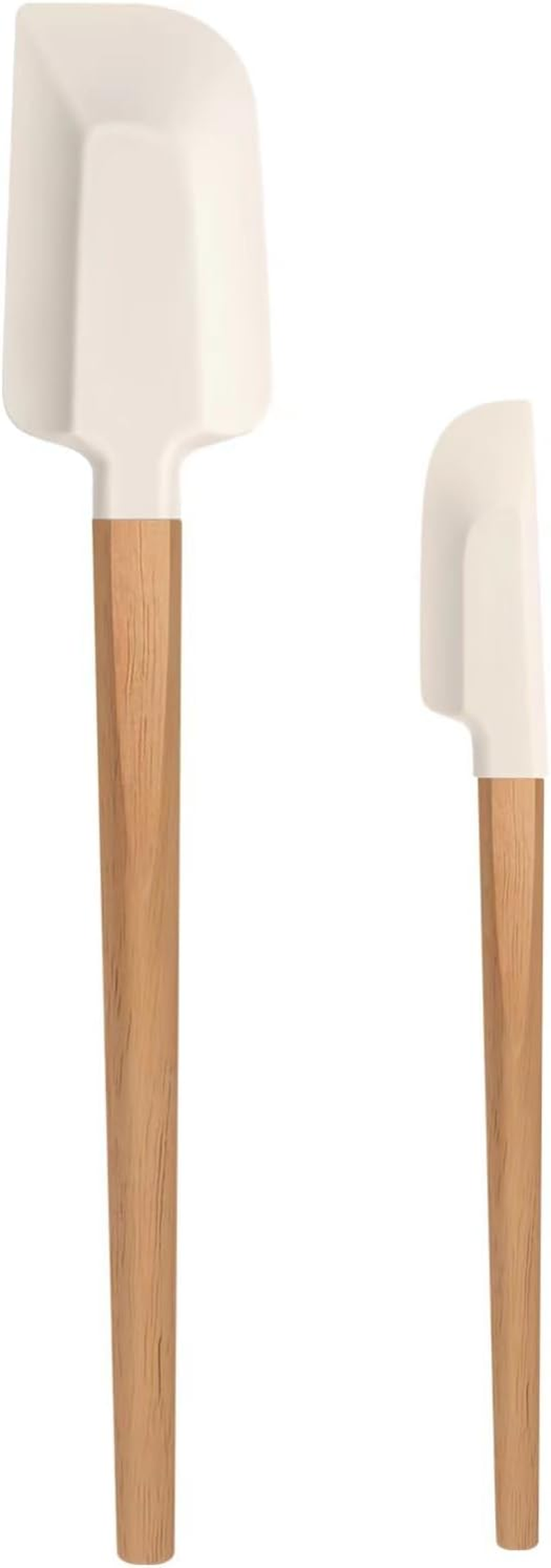 Wooden Handle Spatula Set, 12" & 9" Rubber Spatula Silicone Spatulas for Baking Cooking and Mixing.