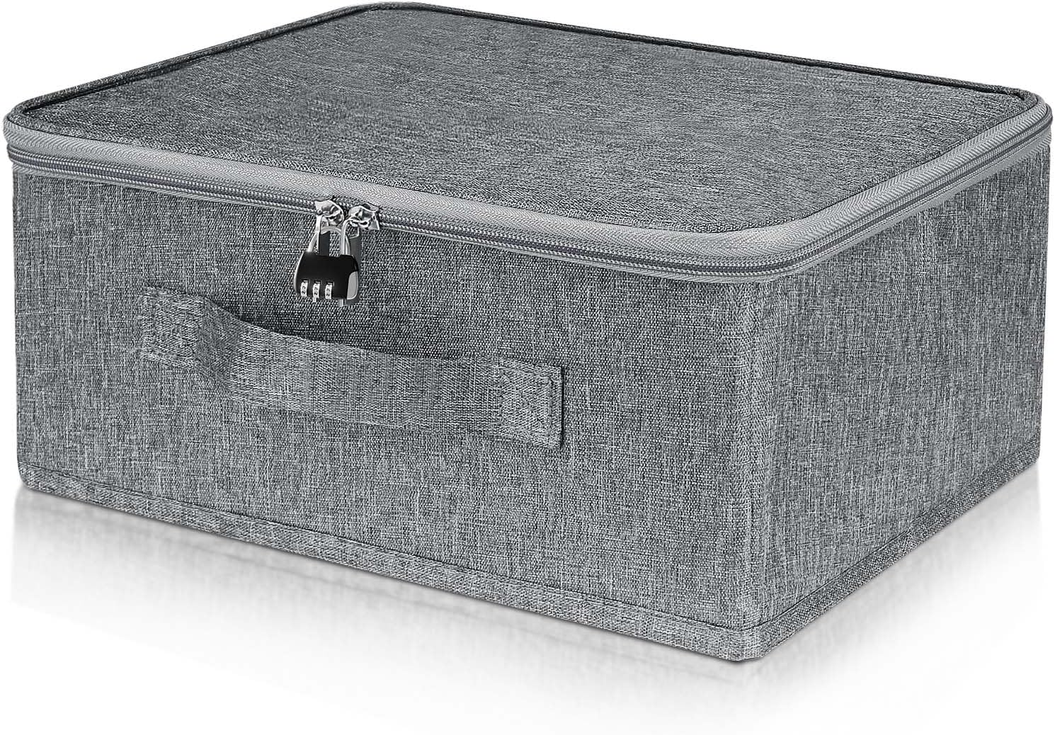 Lockable Storage Bag, Discreet Adult Toy Storage Box, Large Organizer Case with Zipper and Handle for Private Toys Cards Files Documents Cash Accessories Foldable Fabric Clothing image number 4