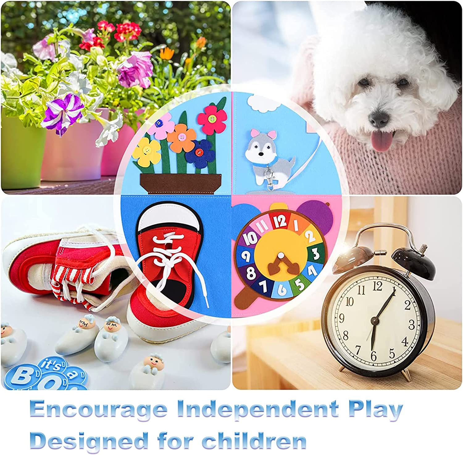 Quiet Book, Kidsmontessori Busy Book for Toddlers Kids 1 2 3 4 to Develop Learning Basic Skills Preschool Learning Activities Educational Sensory Travel Toys, Soft Fabric Quiet Books for Children