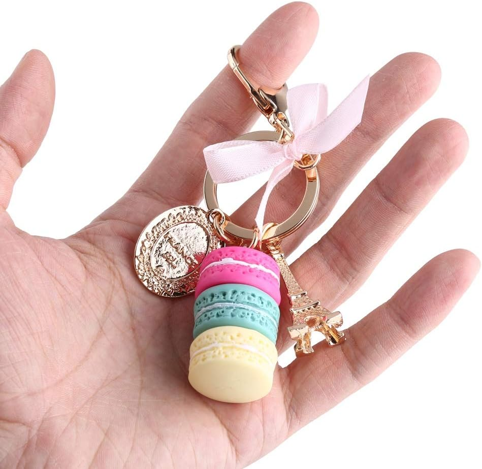 Colorful Alloy Keychain, Mini Macaroon Cute Eiffel Tower Keychain Keyring Bag Pendant Car Charm Decoration Accessory for Car Key Handbag (Rose Red) image number 2