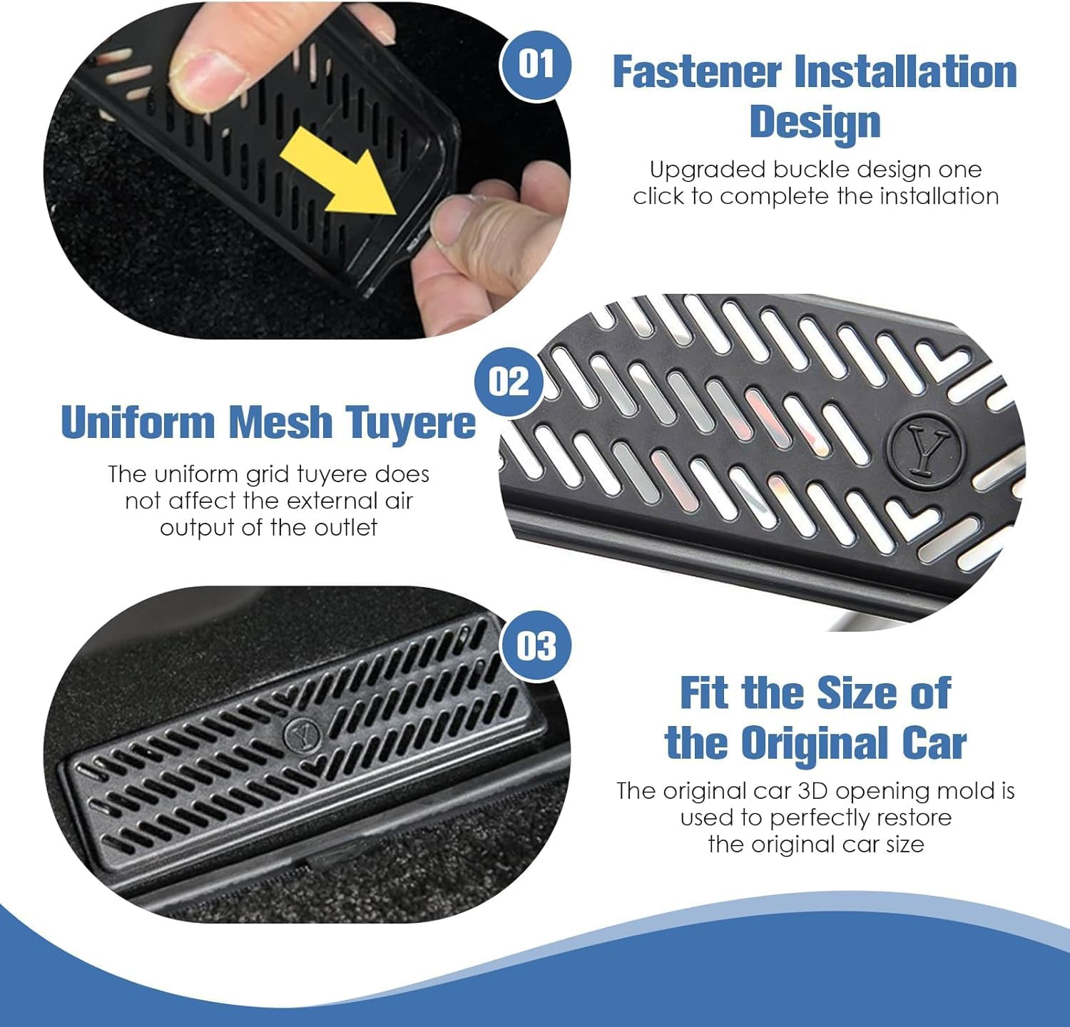 2 Pcs Model Y under Seat Air Flow Vent Backseat Cover, Snap-In Installation Air Condition Outlet Protector, Grille Protection Interior Accessories Compatible with Model Y 2020-2024(Model Y) image number 2