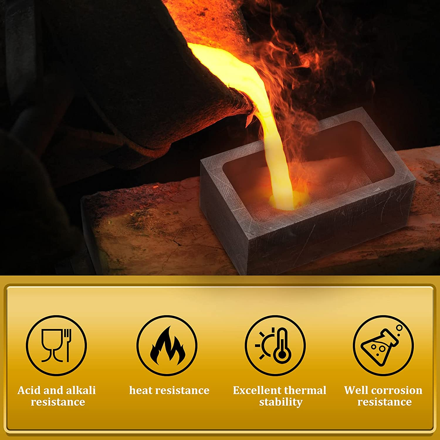 2 Kg Graphite Ingot Mold Crucible Casting Mould Silver Gold Ingot Mould for Gold Silver Metal Aluminum Copper Melting Casting Refining, 85 X 45 X 30 Mm (1 Piece) image number 1