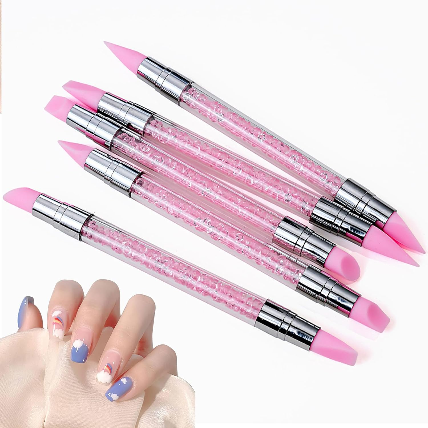 Nail Sculpture Pen,Double Tipped Nail Sculpture Pen | Manicure Supplies, Anti-Slip Handle Fingernail Design Aid for Sculpting Drawing Shaping image number 3