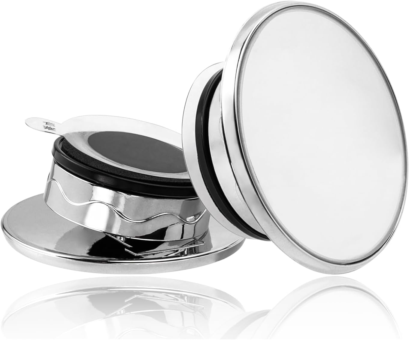 2 Pcs 360&deg; Rotate Car Blind Spot Mirrors HD Glass Side Blindspot Mirror round Shaped Frameless Rear View Mirrors with Suction Cup, Car, Van, SUV, and Trucks Accessories (Silver) image number 1