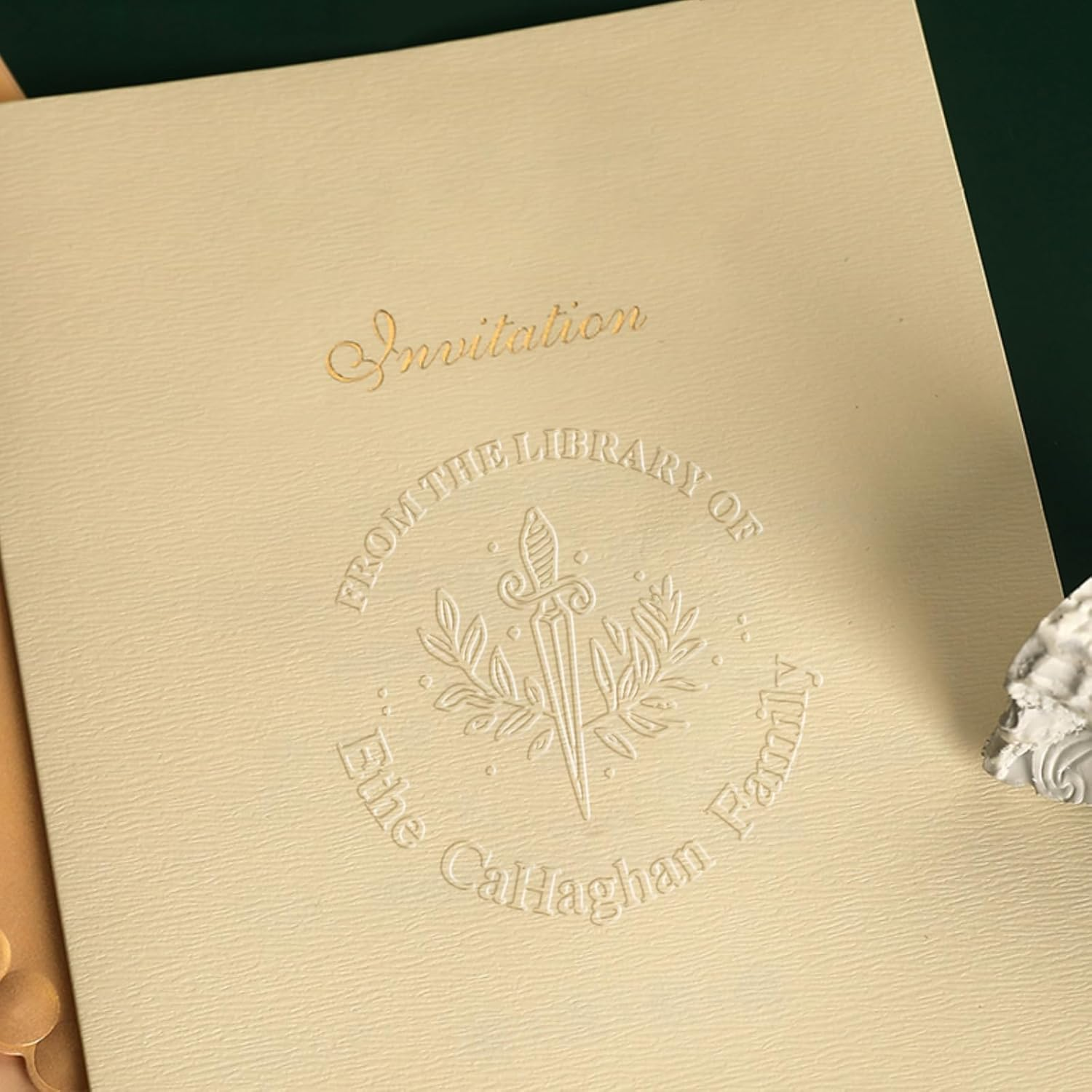 Book Embosser Personalised, Book Embosser for 40MM Diameter Stamp with 10 Stickers | for Books Lover Gift, Wedding, Envelopes,Stamps(Sliver) ﻿ - Sword Of Fable (Silver) image number 6