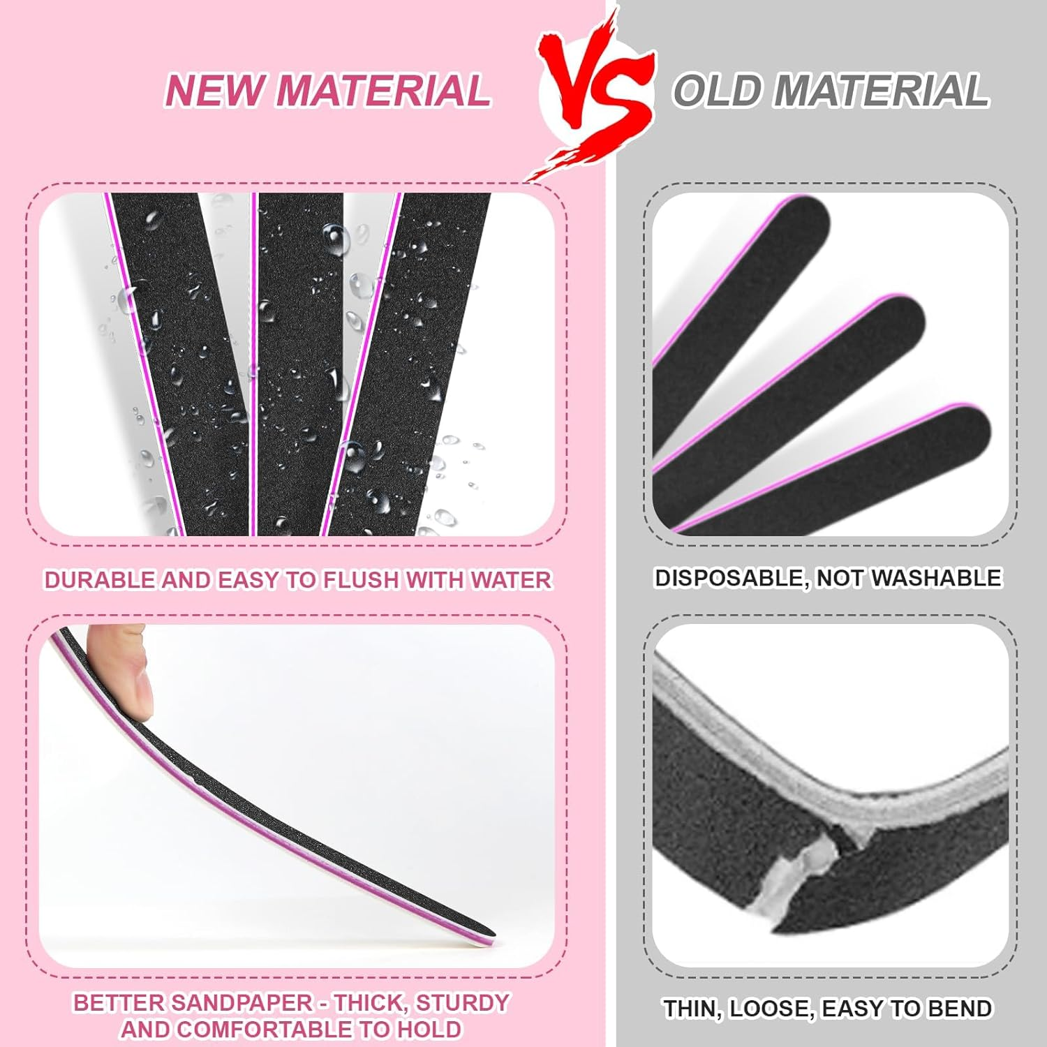 YBVABE Nail File Black 48 Pack - 100/180 Grit for Precision Nail Shaping, Durable Washable Emery Boards for Nails, Ideal for Acrylics, Professional Salon Quality, Dual Grit Manicure and Pedicure Tool image number 1