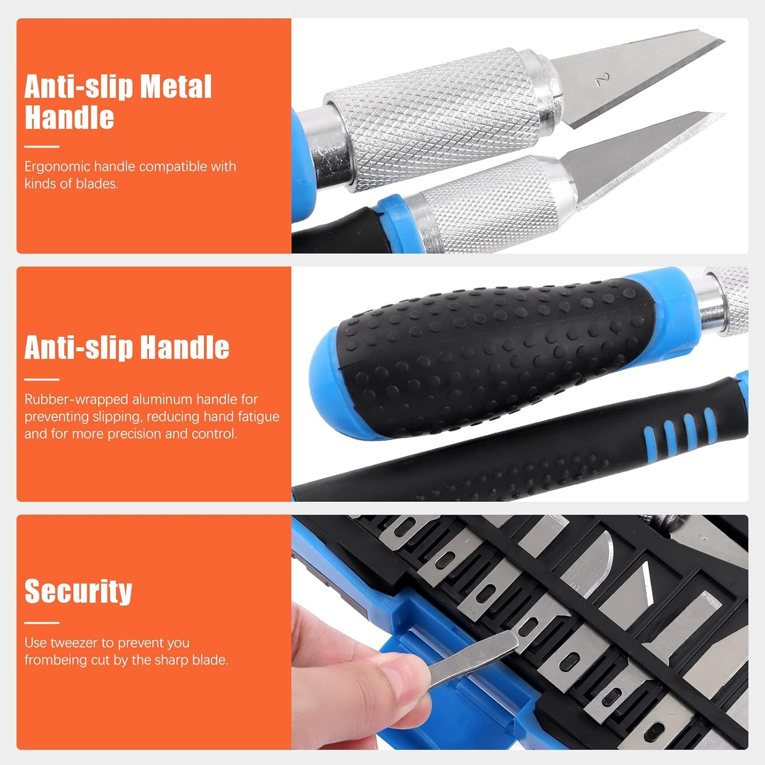 Tanstic 18Pcs Precision Craft Hobby Knife Set, Hobby Knife Blades with Craft Knife Handles for Scrapbooking, Modeling, Art Work, Wood & Leather Working image number 3