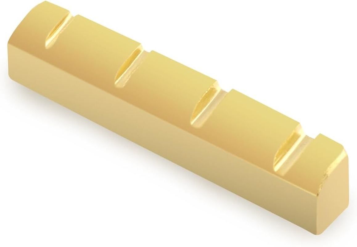 Metallor 4 String Brass Bass Guitar Nut Pre-Slotted Top Nut 43Mm X 9Mm X 6Mm Compatible with PB Bass Guitar Parts Accessories.