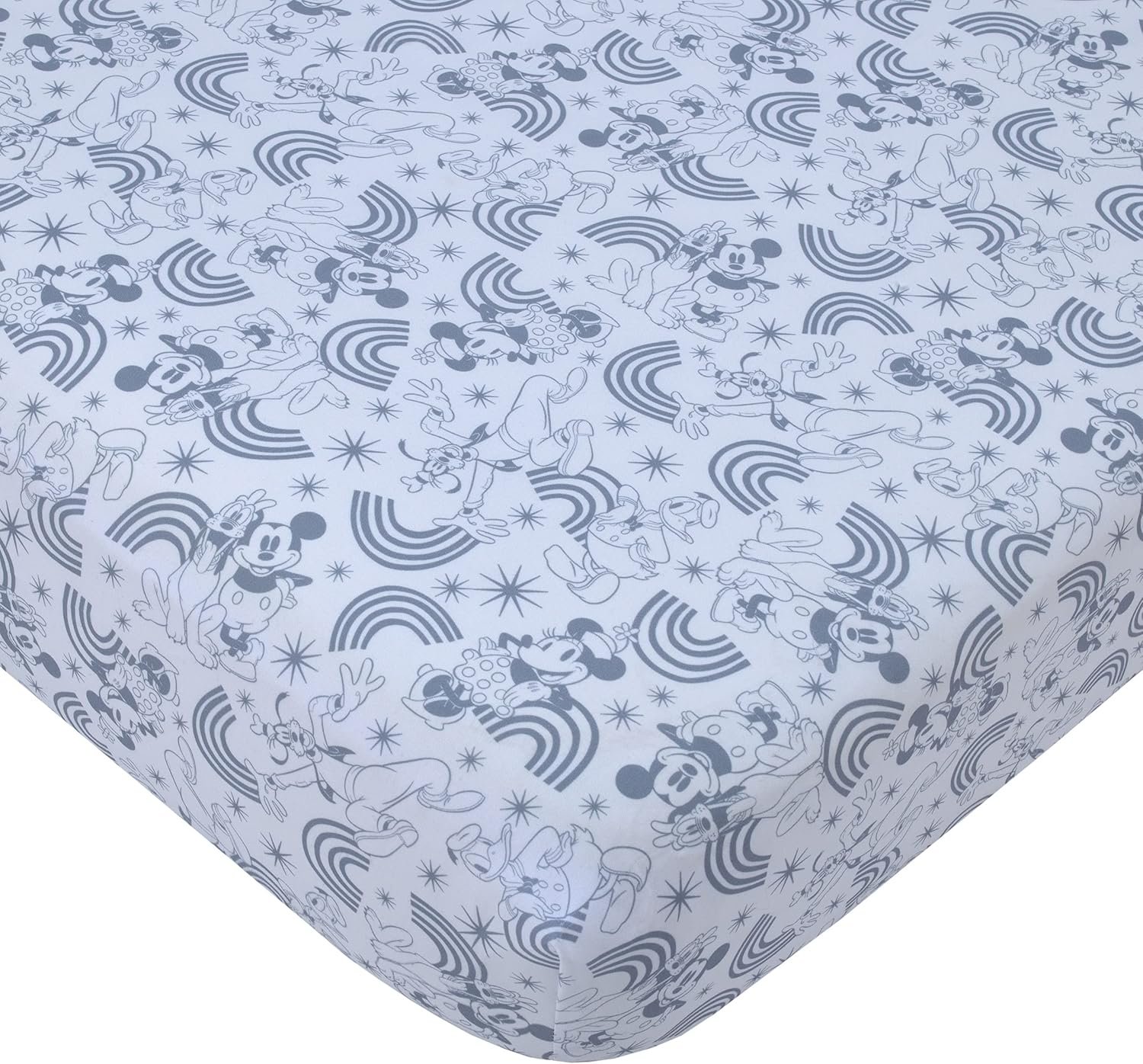Disney Mickey Mouse - Grey, Ivory and Black Photo Op Fitted Crib Sheet image number 2