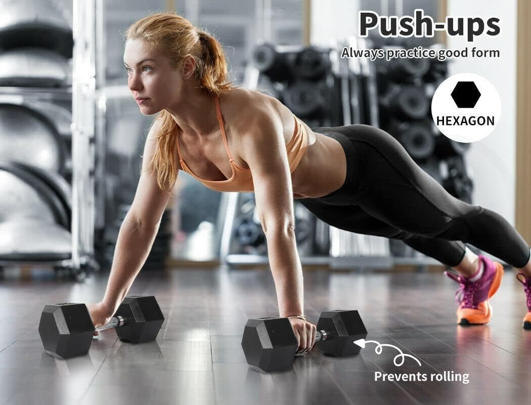 Rubber Coated Dumbbells Hex Dumbbells Set Dumbbell Weights Hand Weight Fitness Training Exercise Body Strength Lifting Equipment (Pair or Single) image number 4