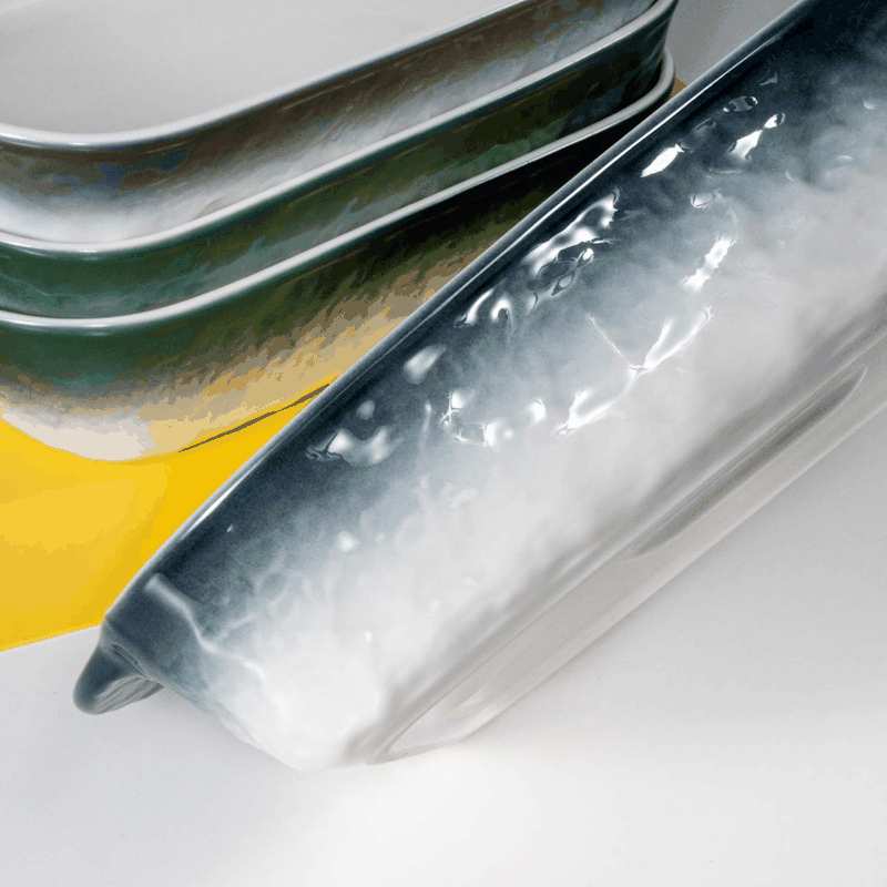 20Oz Small Ceramic Baking Dishes, 7.5L X 5.4W Inch Stone Embossed Pattern Bakeware with Double Handles, Individual Rectangular Baker for Lasagna, Casserole - Set of 4 (Gray) image number 1