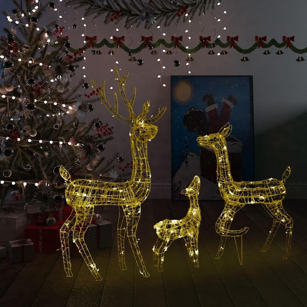 Christmas Reindeer, Xmas Light up Reindeer Outdoor Yard Christmas Decoration Acrylic Reindeer Family Christmas Decoration 300 LED Warm White image number 5