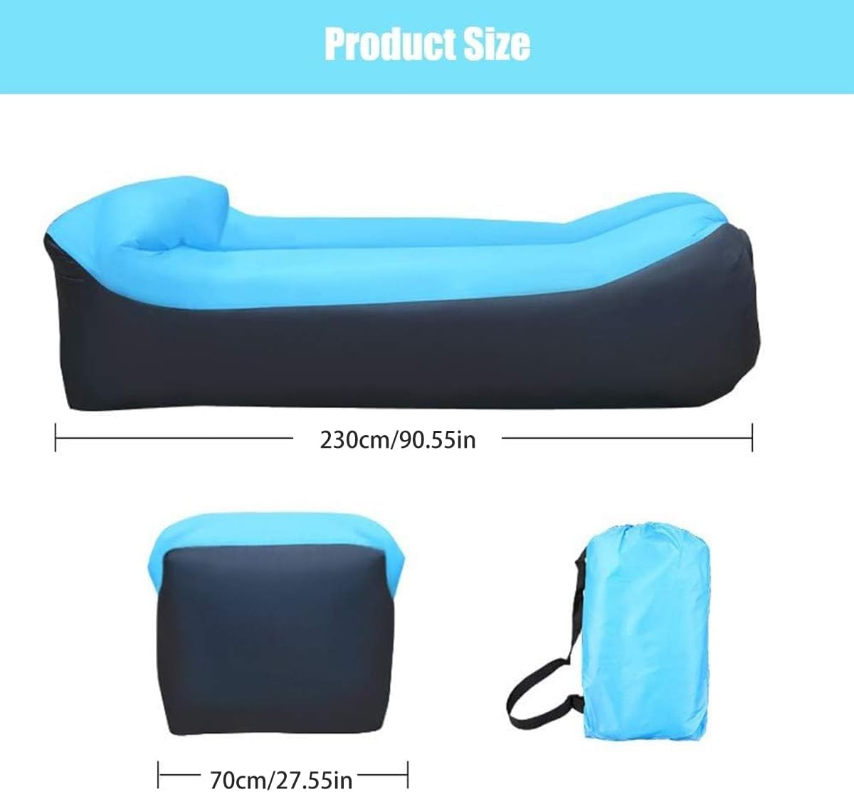 AIMALL Outdoor Inflatable Sofa with Pillow, 90.55" Portable Air Bed Couch for Camping, Folding Waterproof Oxford Lounger for Music Festivals, Beach, Travel image number 4