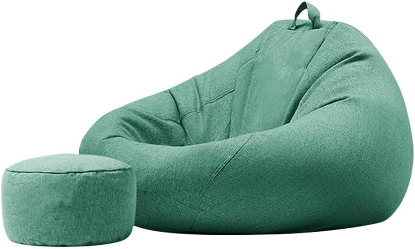 Viviendo Bean Bag Chair Cover (No Filler) for Kids and Adults with Armrest and Ottoman, Stuffable Storage Bag with Zipper, Soft Comfy Extra Large Bean Bag Chair Lazy Lounger Floor Sofa Blue