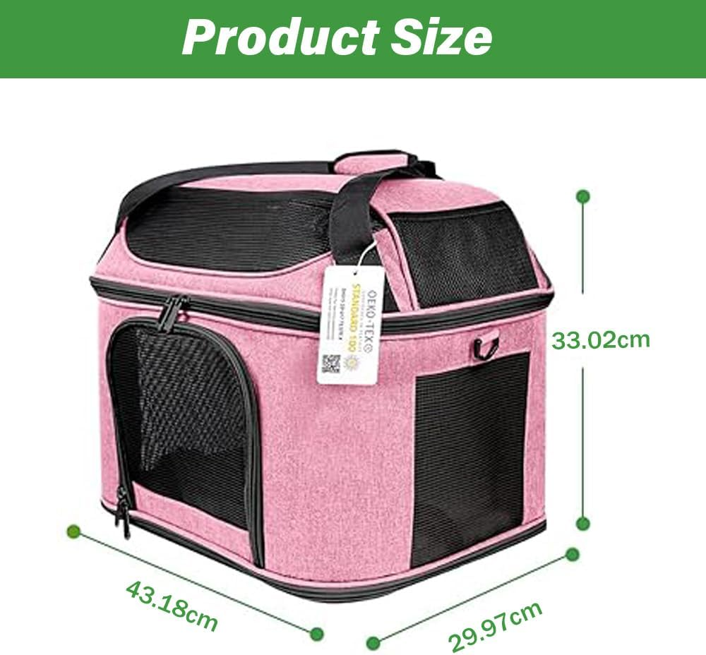 Portable Large Cat Cage, Foldable Soft-Sided Pet Bag, Breathable Outdoor Cat Carrier, Suitable for Small Dogs and Cats, Suitable for Indoor and Outdoor Parties, Outdoor Camping, and Travel. (Pink) image number 5