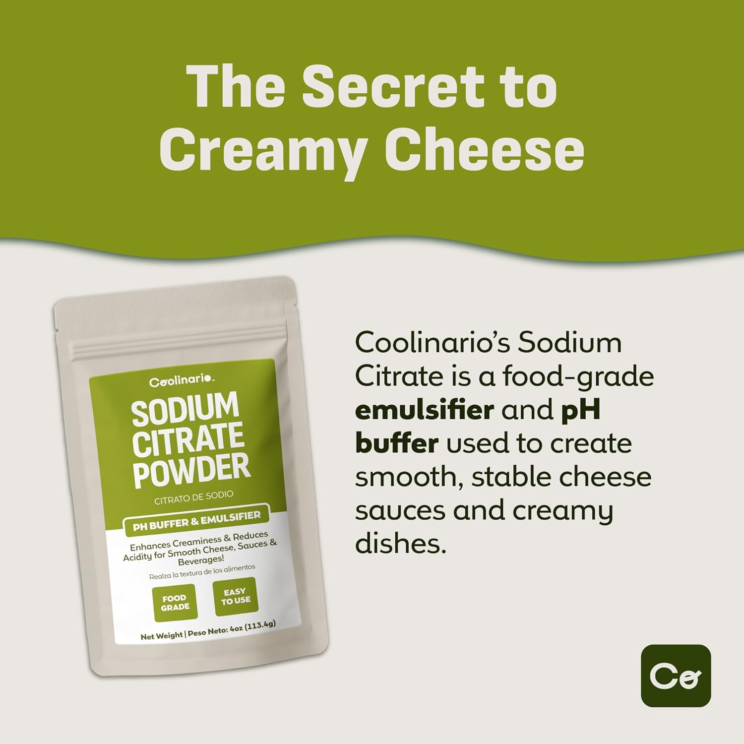 Coolinario Sodium Citrate (2 Oz) Ph Buffer & Emulsifier for Smooth Cheese, Sauces & Beverages | Enhances Creaminess & Reduces Acidity | Ideal for Molecular Gastronomy & Food Processing | Food-Grade image number 6
